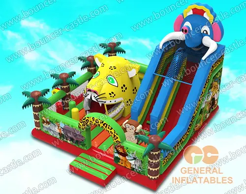  Jungle animal inflatable land with big moving mouth