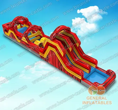  Yellow and red marble obstacle course with pool