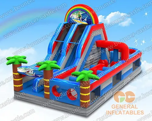 Water slide with sealed pool