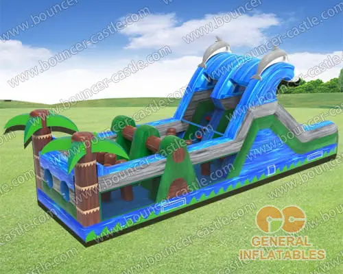 Water slide with sealed pool