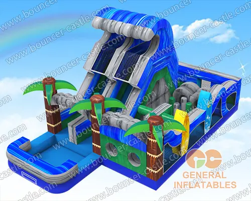 Water slide with sealed pool