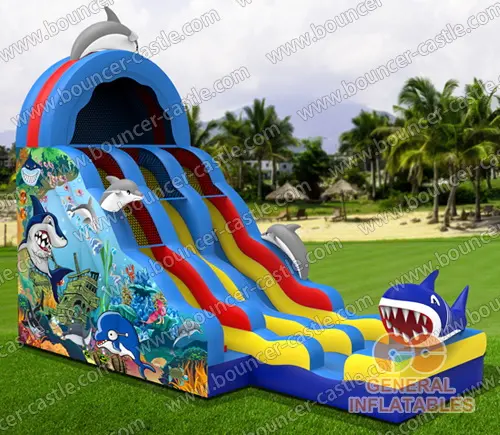 Water slide with sealed pool