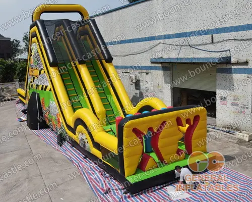  Adult Toxic dual lane dry slide with obstacle course