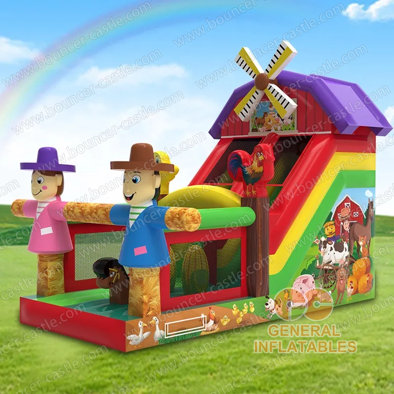 Inflatable farm slide