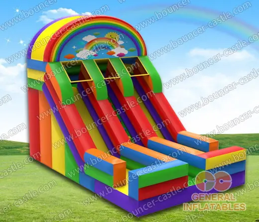  Inflatable rainbow dual slide
