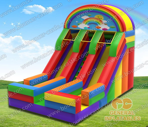 Inflatable rainbow dual slide