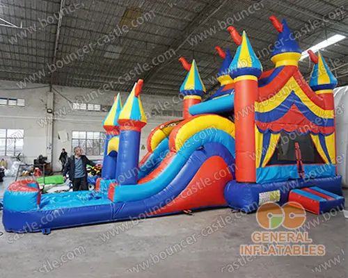 Inflatable castle combo with slide wet/dry