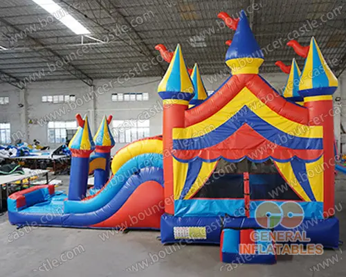 Inflatable castle combo with slide wet/dry