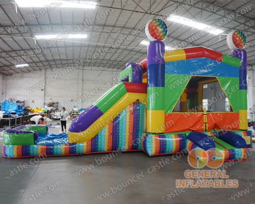 Toys brick inflatable combo with slide wet/dry