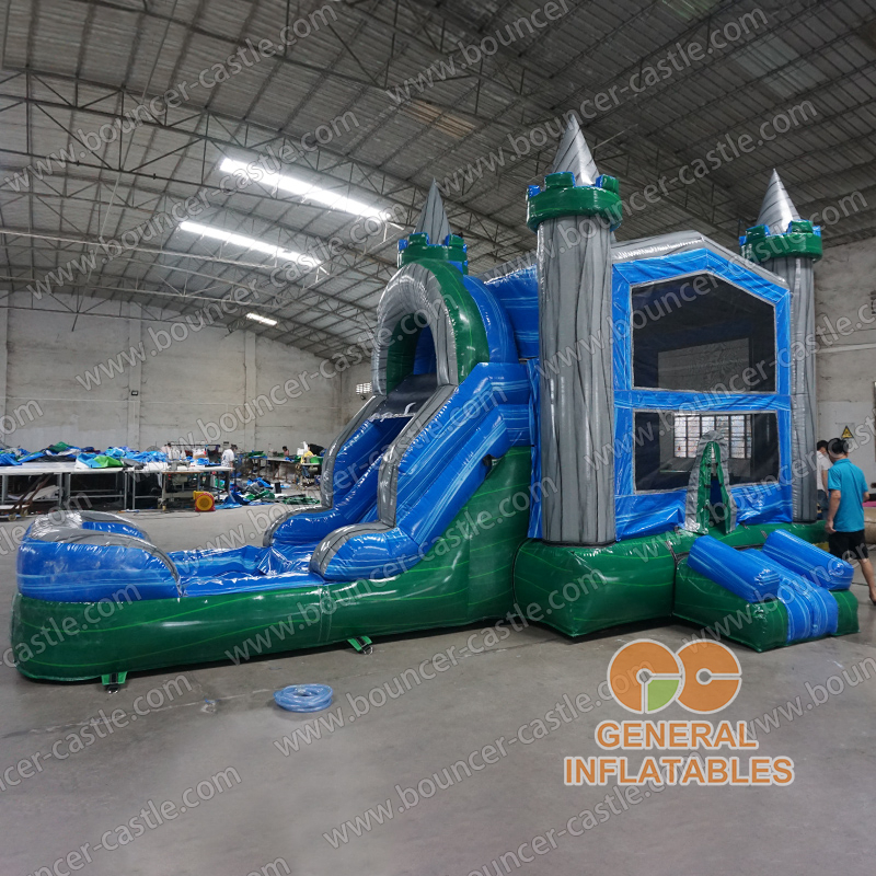 Water slide with sealed pool