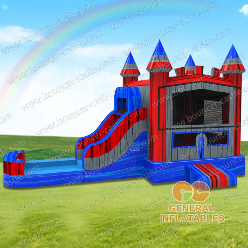 Marble castle inflatable combo wet and dry