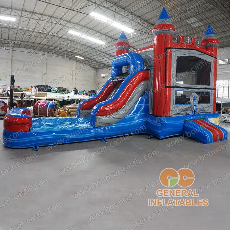 Marble castle inflatable combo wet and dry