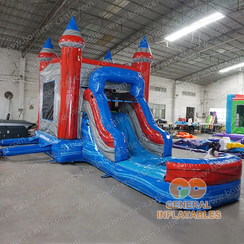 Marble castle inflatable combo wet and dry