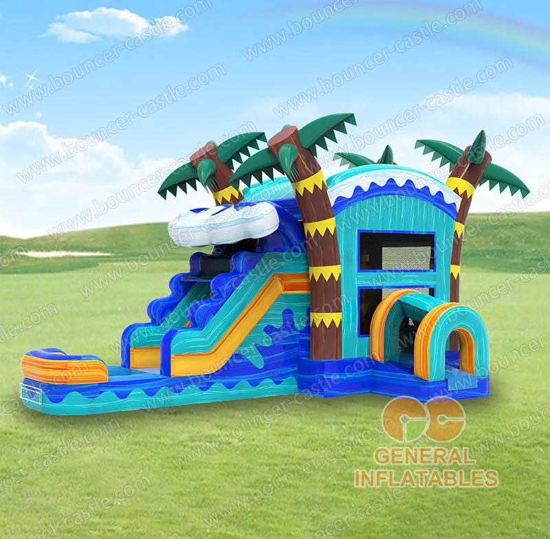 Water slide with sealed pool