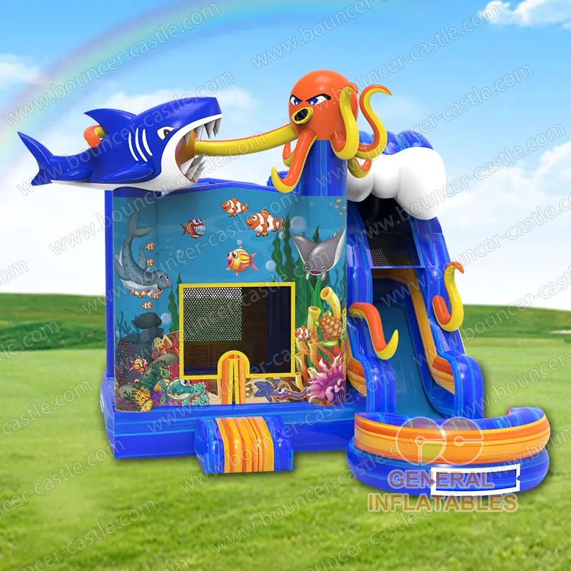 Water slide with sealed pool