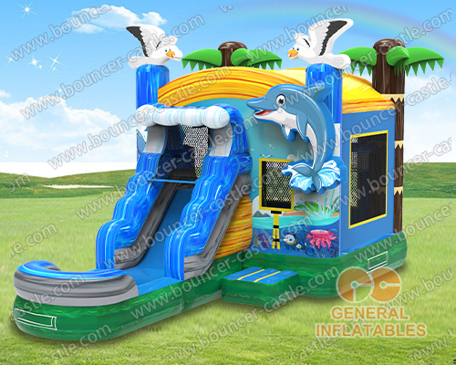 Water slide with sealed pool