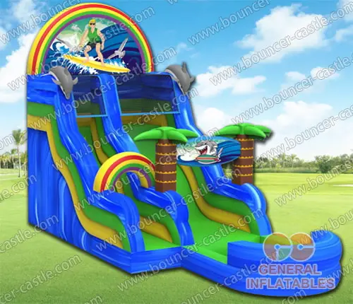 Water slide with sealed pool