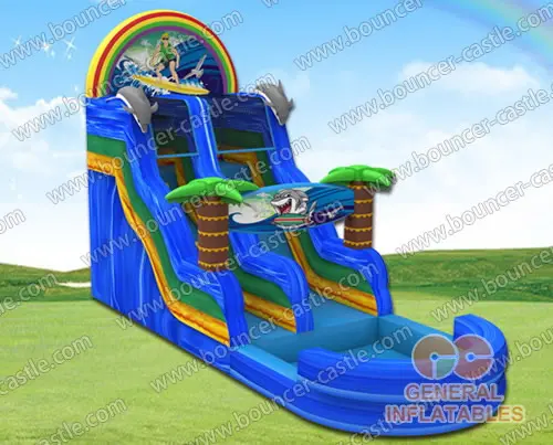 Water slide with sealed pool