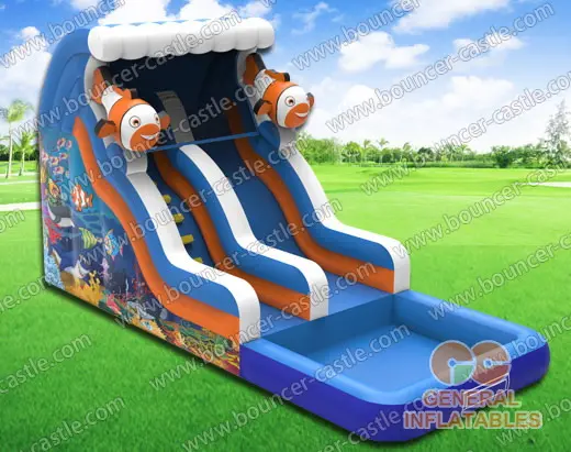 Water slide with sealed pool