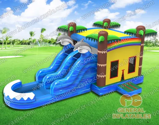 Water slide with sealed pool