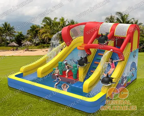 Water slide with sealed pool