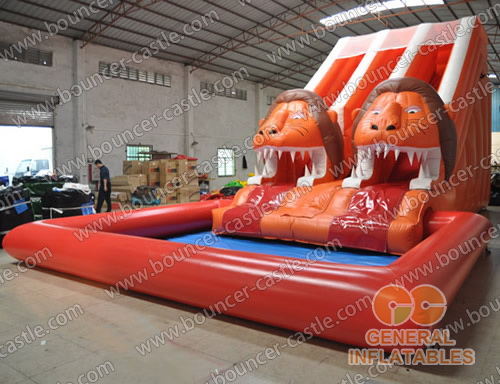 GWS-123 Lion water slide with sealed pool