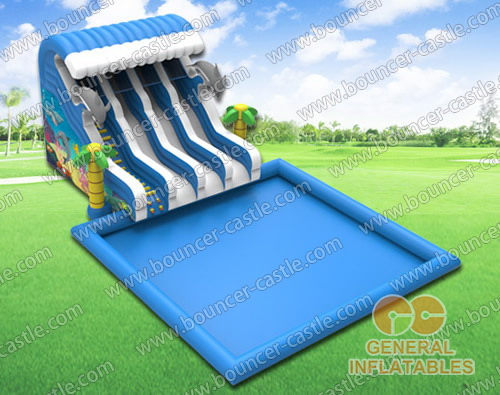 GWS-125 Ocean triple water slide n pool