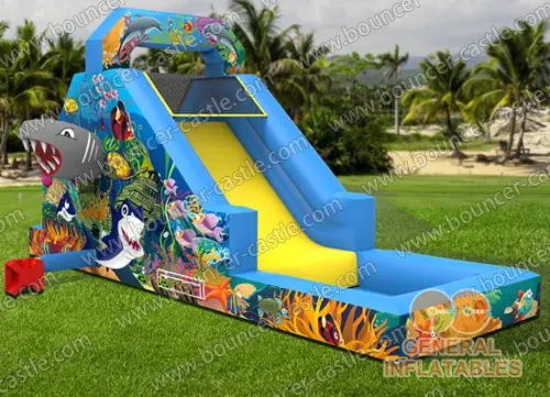 Water slide with sealed pool