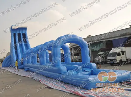 Water slide with sealed pool