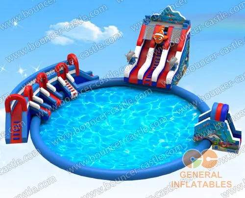 Water slide with sealed pool