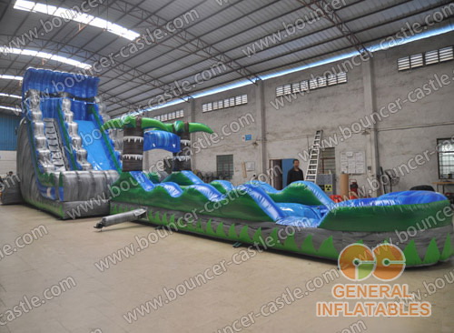 Water slide with sealed pool