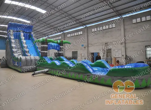 Water slide with sealed pool