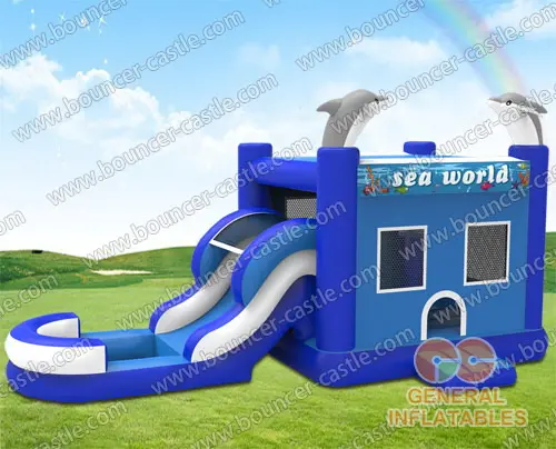 Water slide with sealed pool