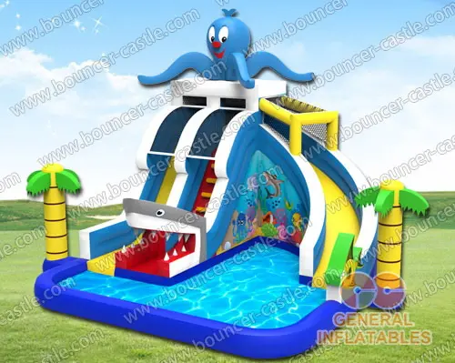 Water slide with sealed pool