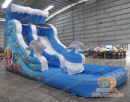 Water slide with sealed pool