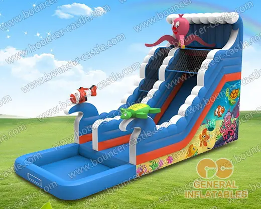 Water slide with sealed pool