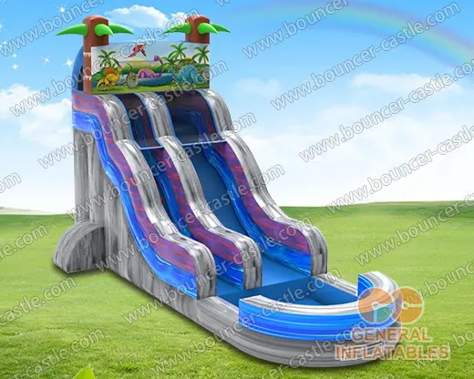 Water slide with sealed pool