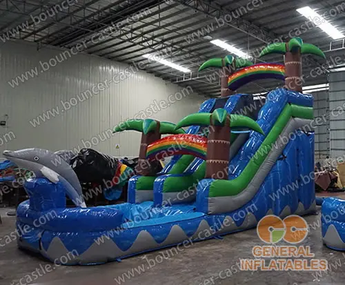 Water slide with sealed pool