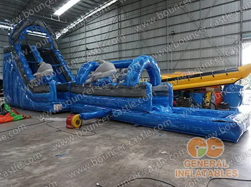 Water slide with sealed pool