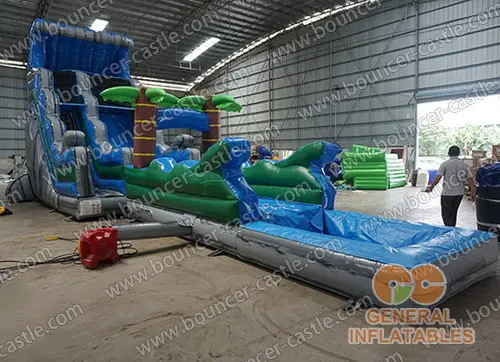 Water slide with sealed pool