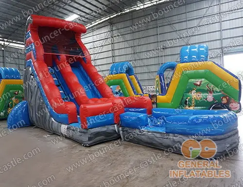  Water slide with detachable pool