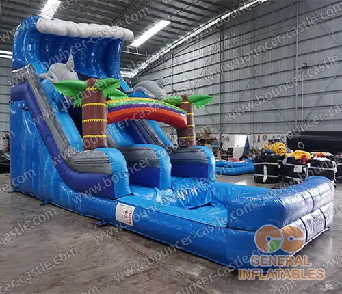 Water slide with sealed pool