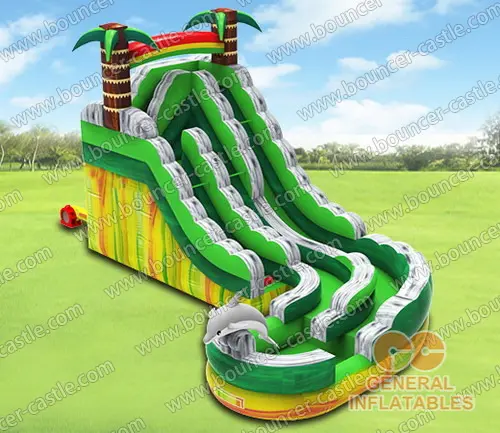 Water slide with sealed pool