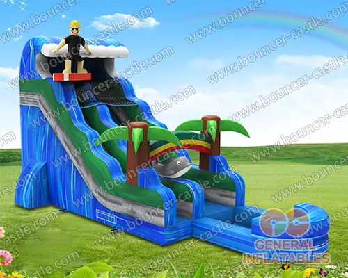 Water slide with sealed pool