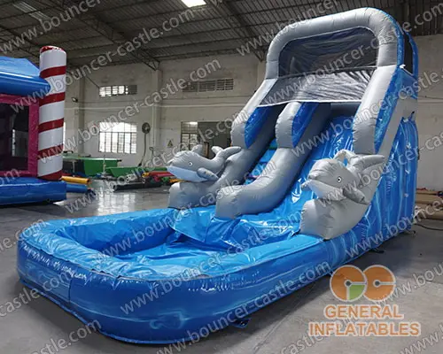 Water slide with sealed pool