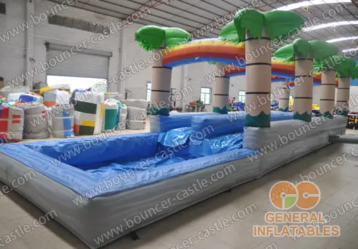 Water slide with sealed pool