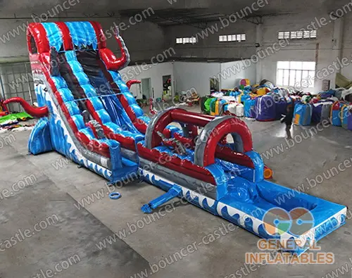 Water slide with sealed pool