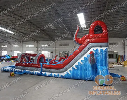   Inflatable octopus water slide n slip with pool