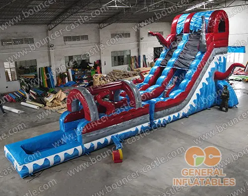   Inflatable octopus water slide n slip with pool