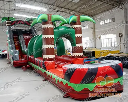   Inflatable palm tree water slide n slip with pool